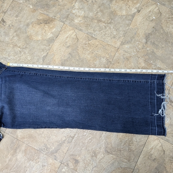 A.N.A Size 12 Dark Wash Blue High Rise Wide Leg Lightly Distressed Denim Jeans - Picture 7 of 8